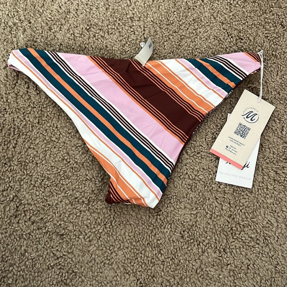 Maaji Reversible Burgundy Stripe Bottom, NWT